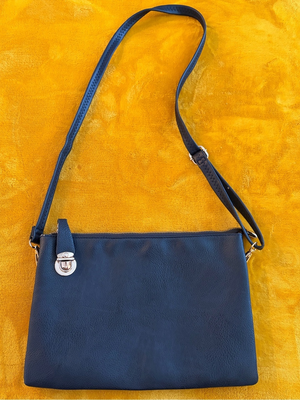 Navy Blue Crossbody Organizer Bag Multi Compartment Adjustable Strap